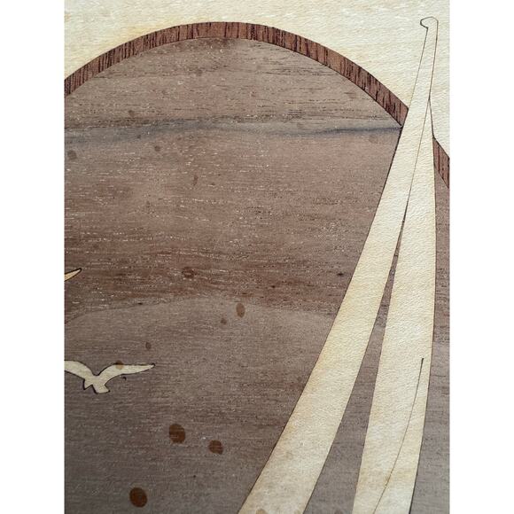 Hand Crafted Wood Inlay Sailboat Wall Hanging Art by Nelson Vintage - Picture 9 of 10